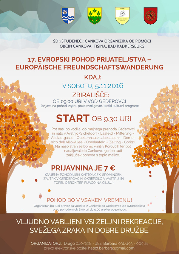 Vabilo na pohod prijateljstva je darilo vašemu zdravju